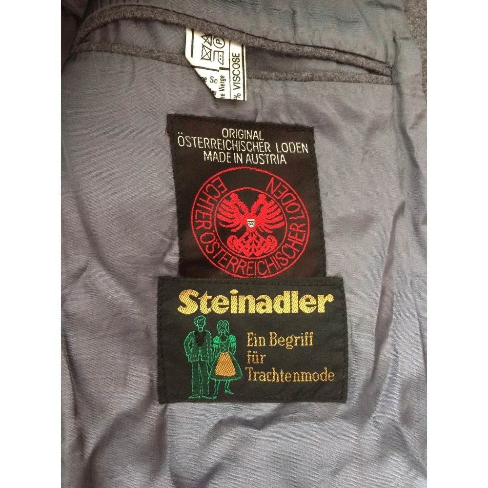 Steinadler Echter Österreichischer Loden Gray‎ Virgin Wool Lined Sz 48 Blazer